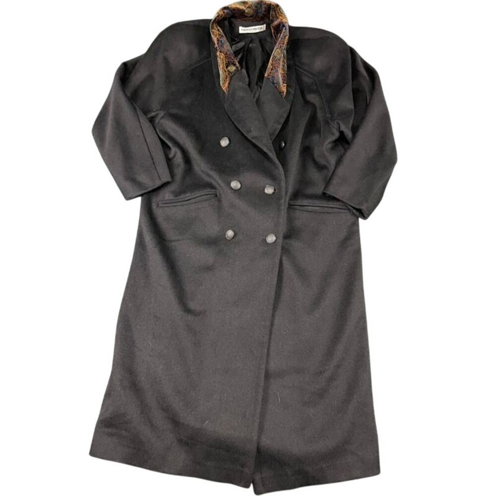 Forstmann Donnybrook Wool Coat 14-16 L/XL Gray Double Breasted Long Vintage USA